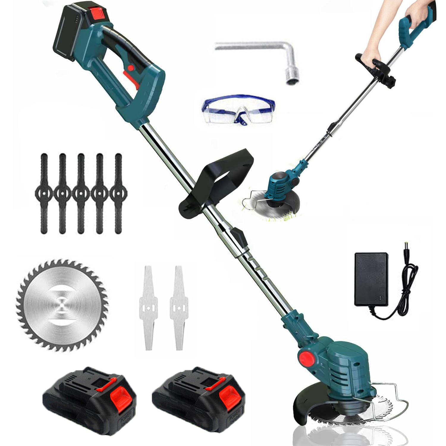 Aku Vyžínač Zastřihovač NASTAVITELNÝ-30cm Křovinořez Sekáček Na Trávy 900W 21V