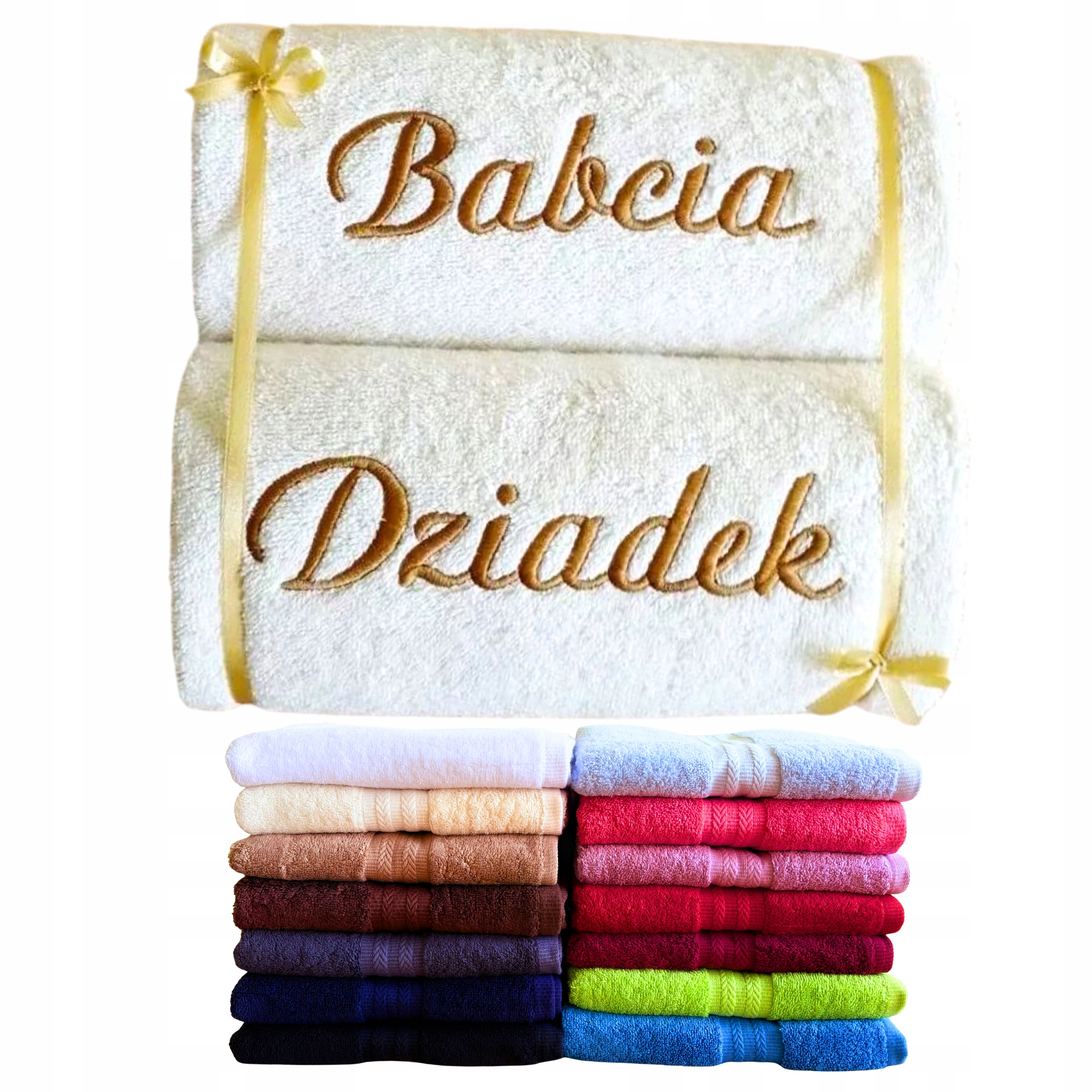 Ručníky Babička Dědeček dárek ke Dni babičky a dědečka pro prarodiče Výšivka