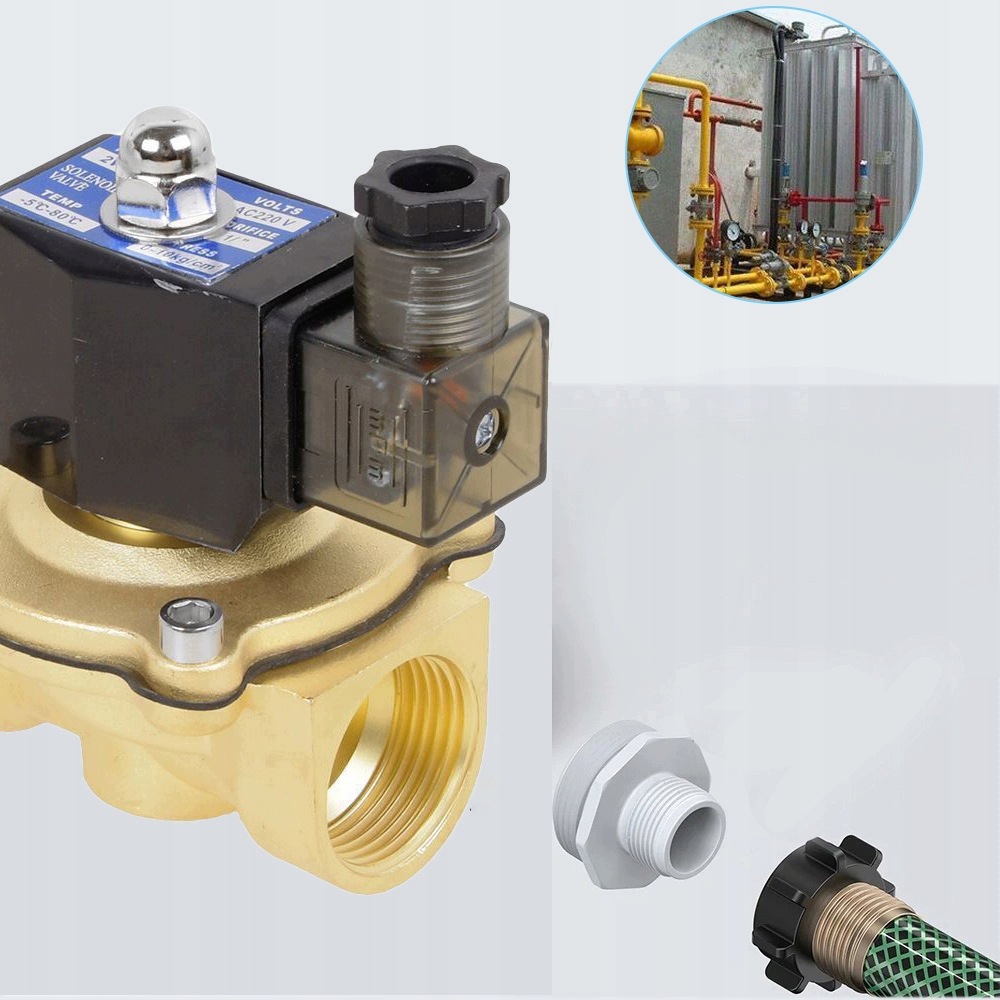 Mosazný elektromagnetický ventil 1/2" 0-10 bar Nc, normálně uzavřený