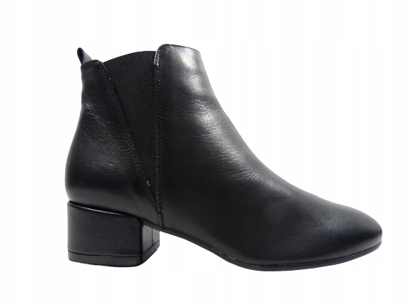 Černé dámské kotníkové boty na podpatku, kožené, elegantní dámské boty Kazar 36