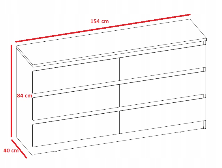 KOMODA SZAFKA STELLA 6S 150 CM BIAŁA DUŻA MAT MAFMEBLE EAN (GTIN) 5905386930338