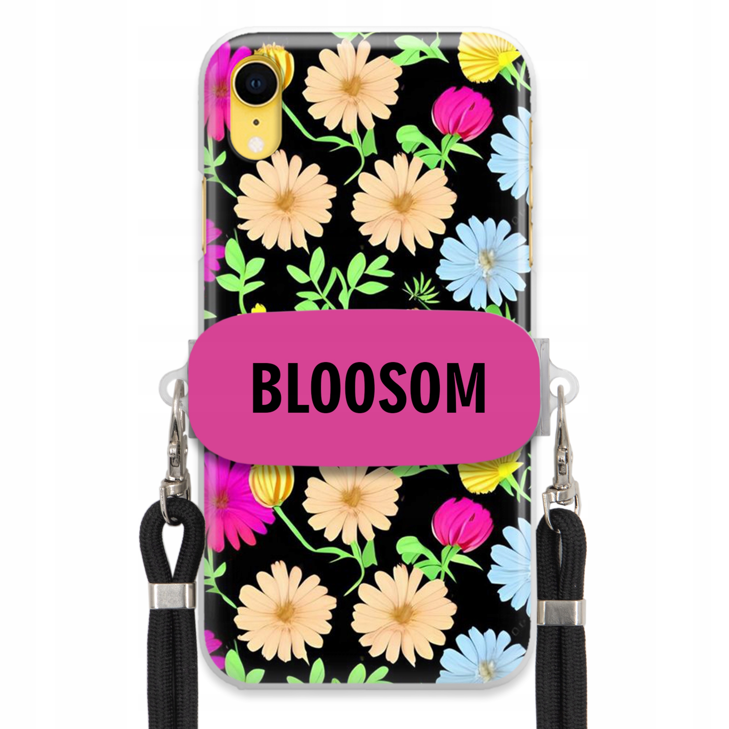 Pouzdro Držák Crossbody pro iPhone Xr Kryt Case Květiny Bloosom Flower