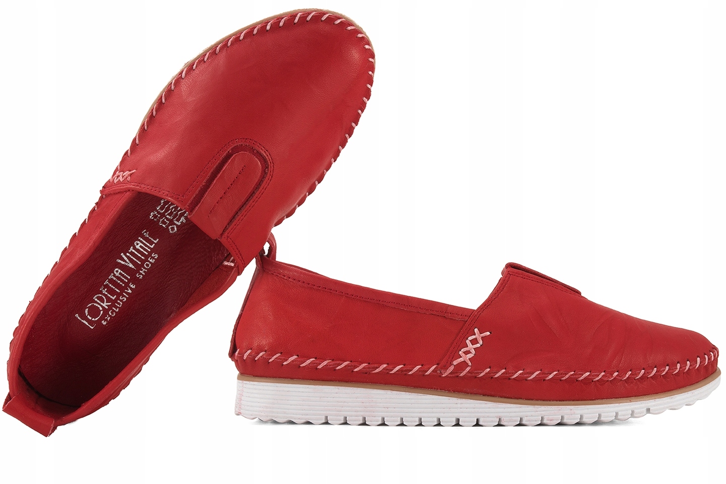 Loretta Vitale 108 Dámské Mokasíny Kožené Polobotky červené 36 Červená