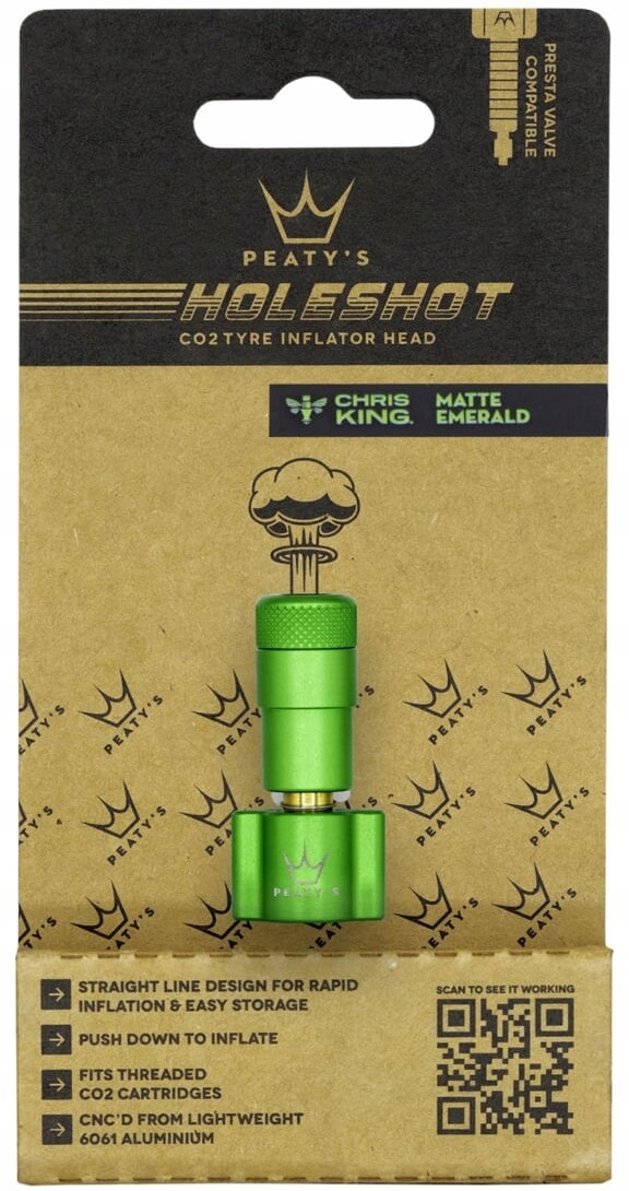 CO2 pumpa Hlavice Peaty's Holeshot Inflator Head Matte Emerald