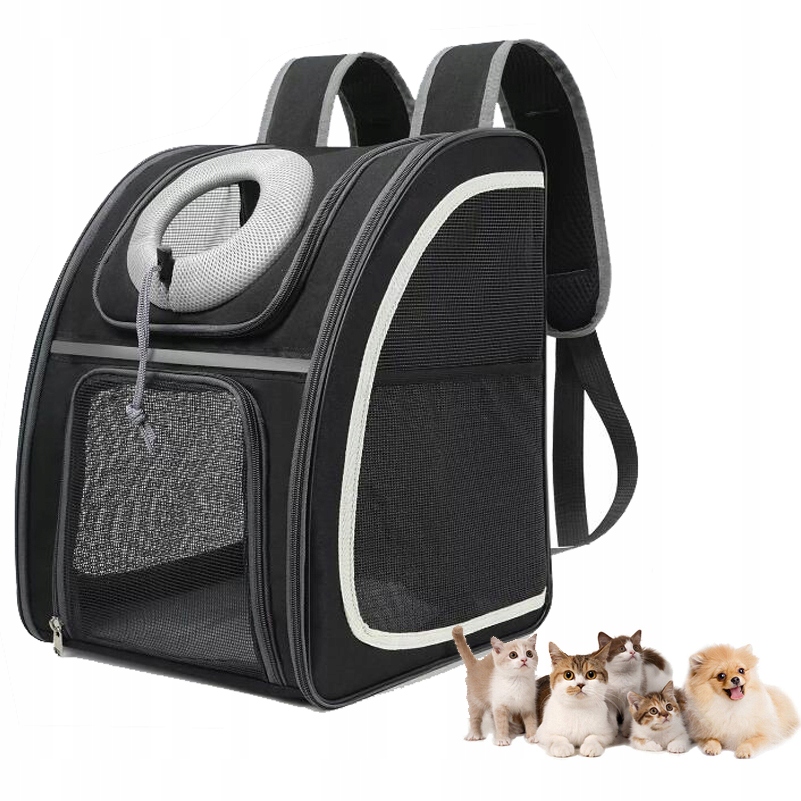 Levně Taška Pro Psa A Kočku, Cestovní Batoh, Položený, Skládací, Psí Batoh, Černá
