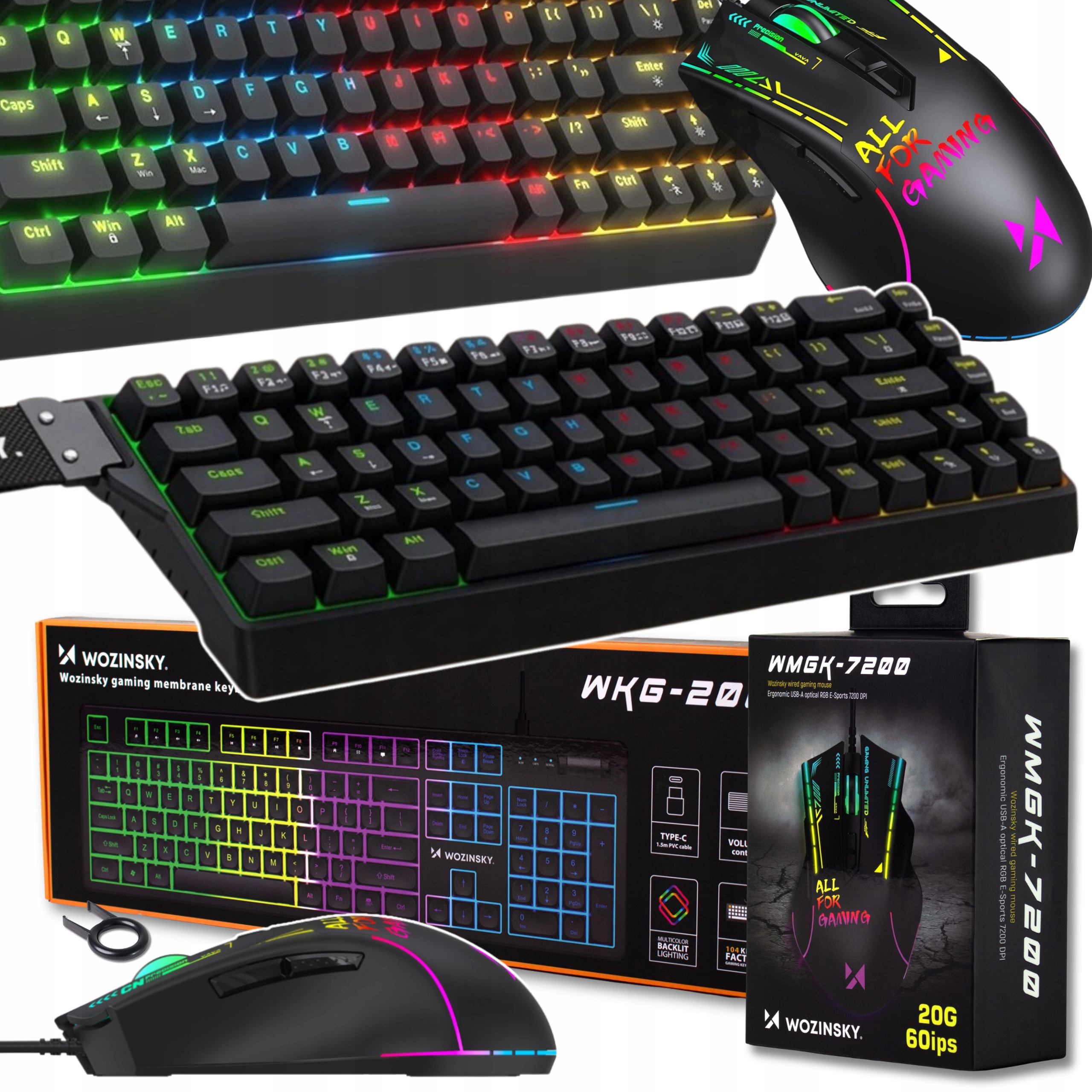 Klawiatura mechaniczna Wozinsky czarna PL QWERTY USB podświetlana RGB