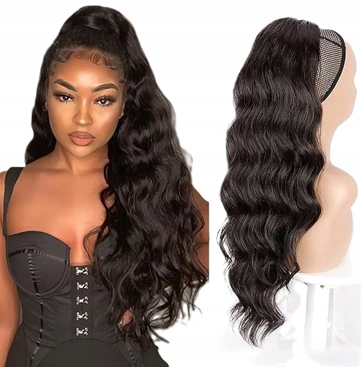 Tmavě Hnědá Příčesek Na Vlasy Prodloužení Drdolu Se Stahovací Šňůrkou 60 CM