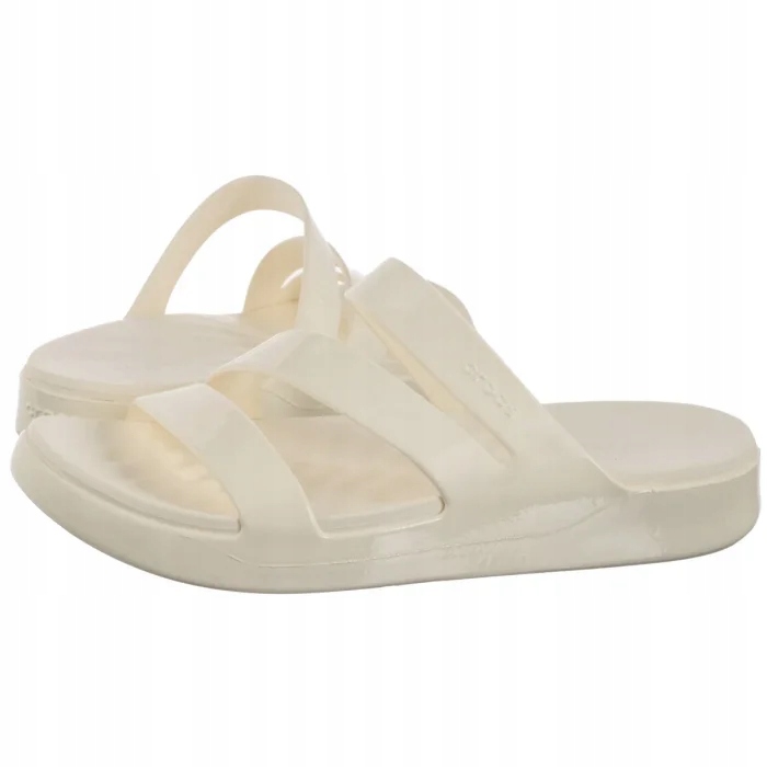 Dámské boty Nazouváky Crocs Getaway Patent Strappy Chalk 211296 Béžová