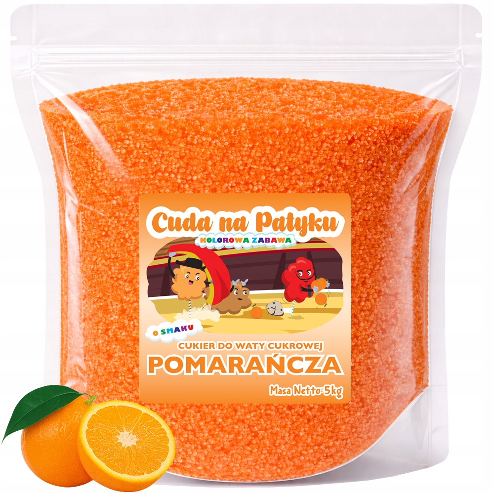 Kolorowy Cukier Do Waty Cukrowej do Maszyny Smakowy Pomarańcza 5 Kg