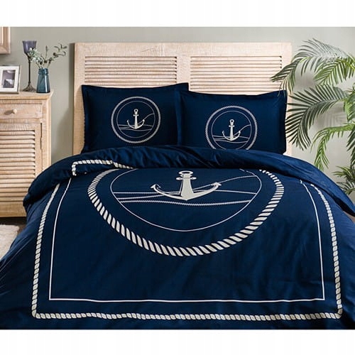 

Pościel 200X220 KPL+2X50X70 Bawełna Kotwica Granat