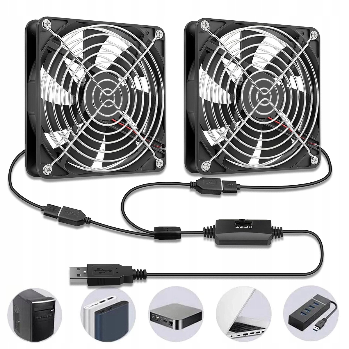SILENT FAN CICHY WENTYLATOR DO KOMPUTERA 140mm USB 2SZT
