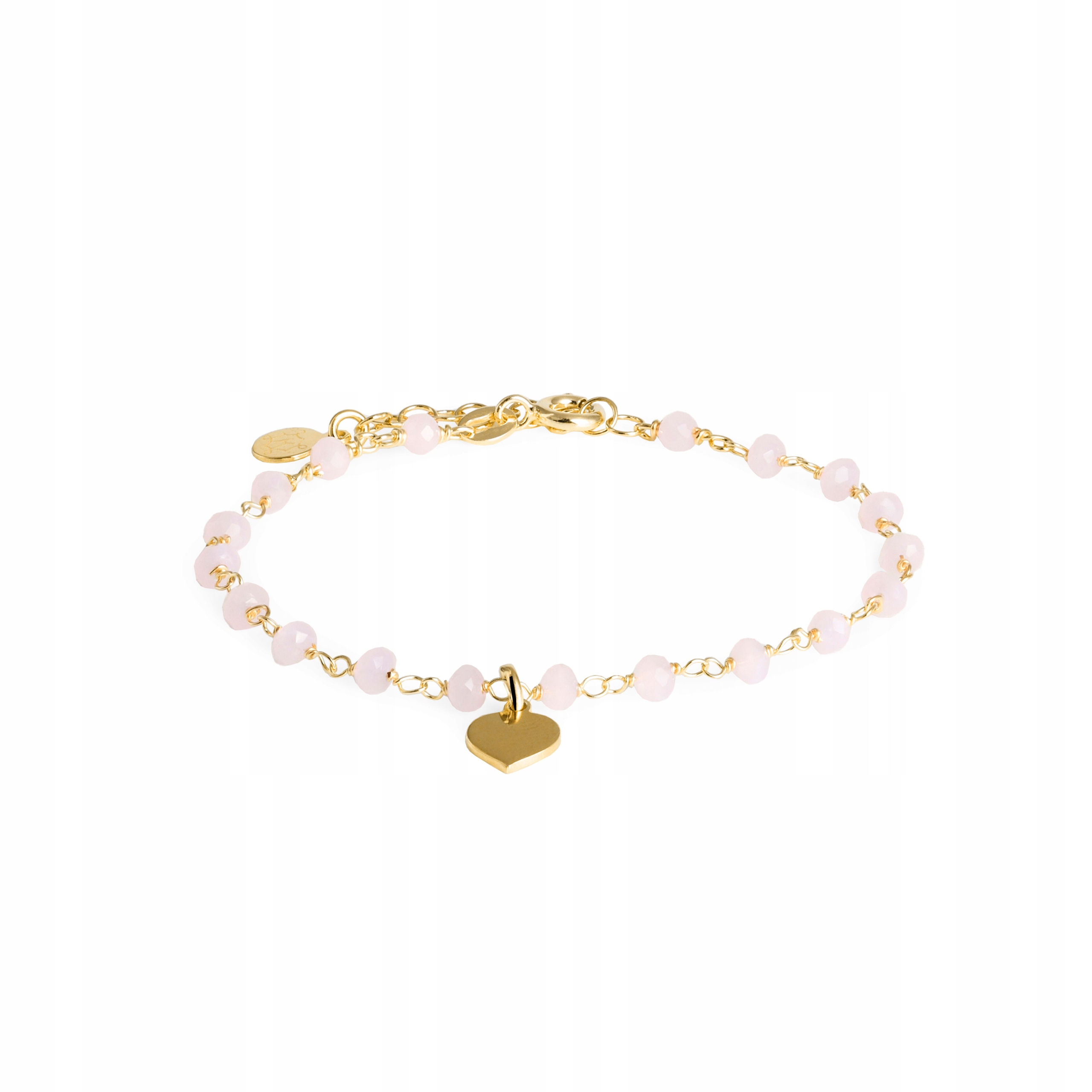 Bransoletka pozłacana Ania Kruk złota różowe kryształy serce srebro 925