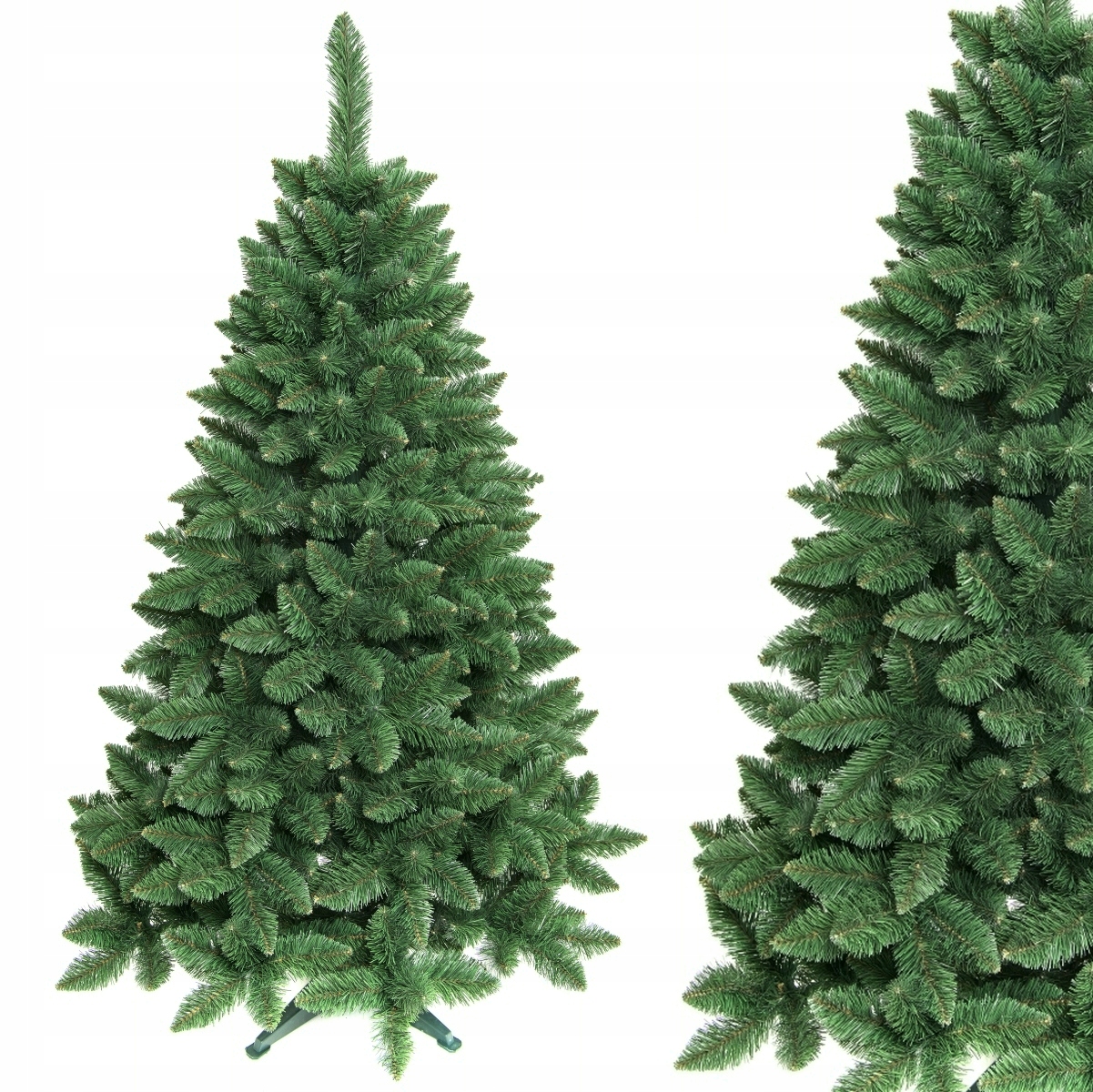 Umělý vánoční stromeček zelený, hustý, přírodní, vysoký 180 cm, s podstavcem Puszysta
