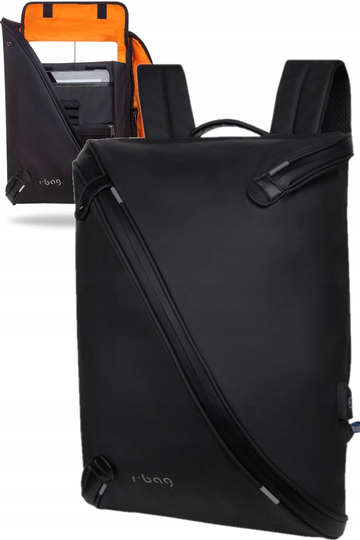 Pánsky batoh rBag na notebook 13-15,6" s Usb, elegantný, pevný, čierny