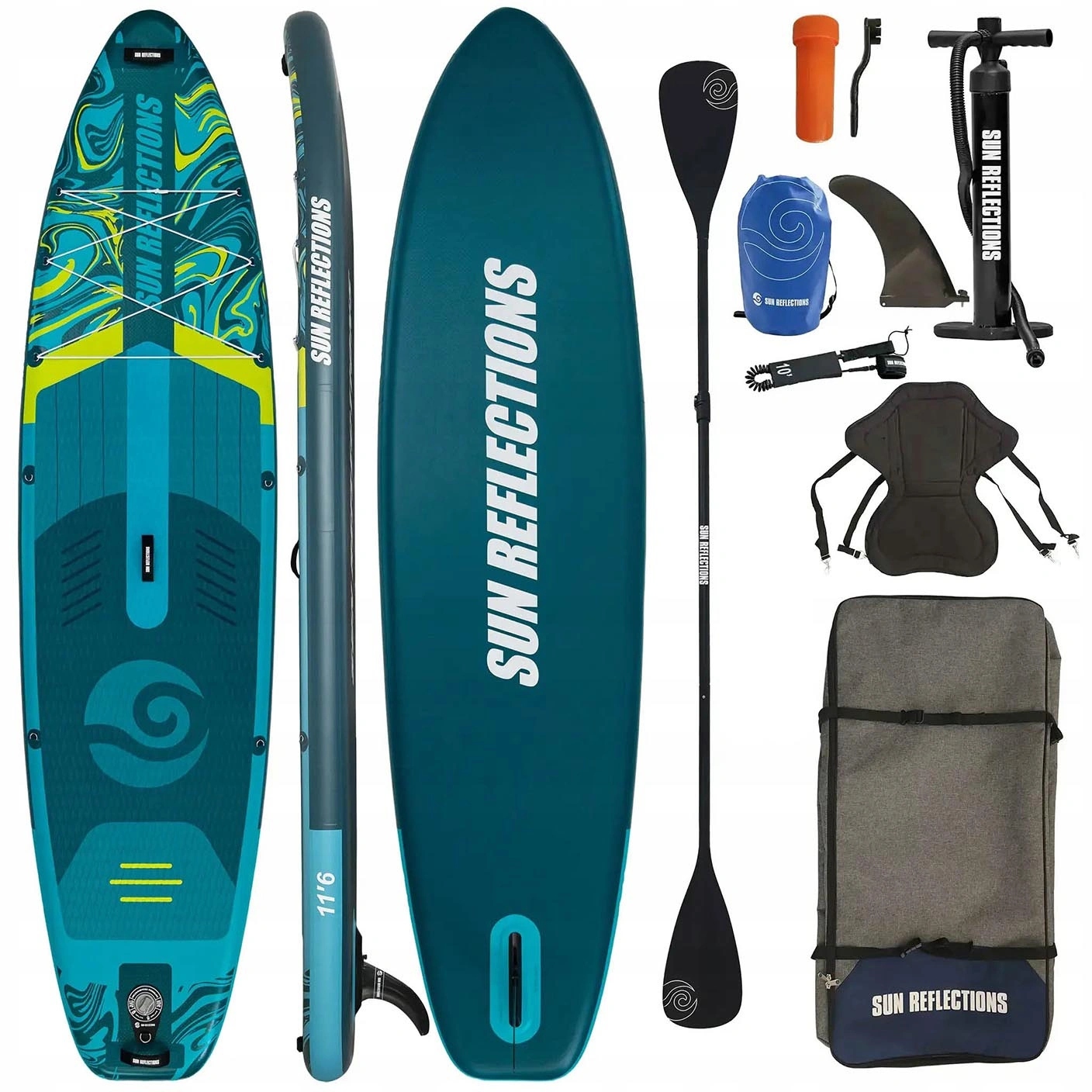 Deska Sup pompowana zestaw combo Sun Reflections XXL 11'6" 350 cm Torba