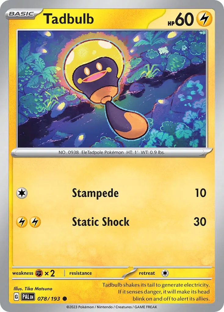 Oryginalna Karta Pokemon Tadbulb (pal 078) Reverse Holo