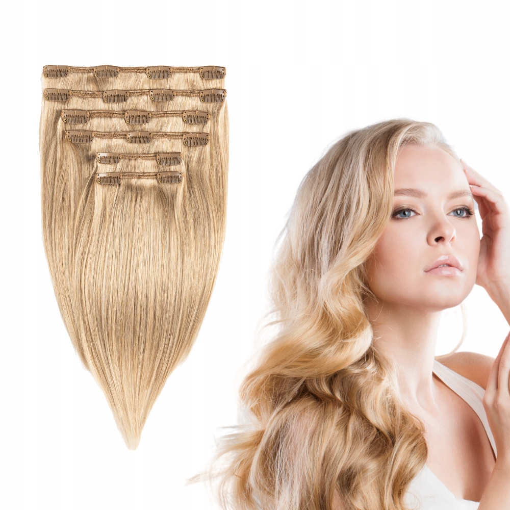 Připínací Vlasy přírodní 100 g Clip In 30 cm #18 šampaňské blond dopňky