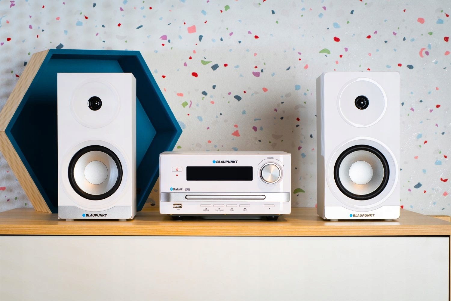 Mini wieża Blaupunkt 45W Bluetooth AUX RADIO głośniki odtwarzacz CD MP3 USB Model MS16BT