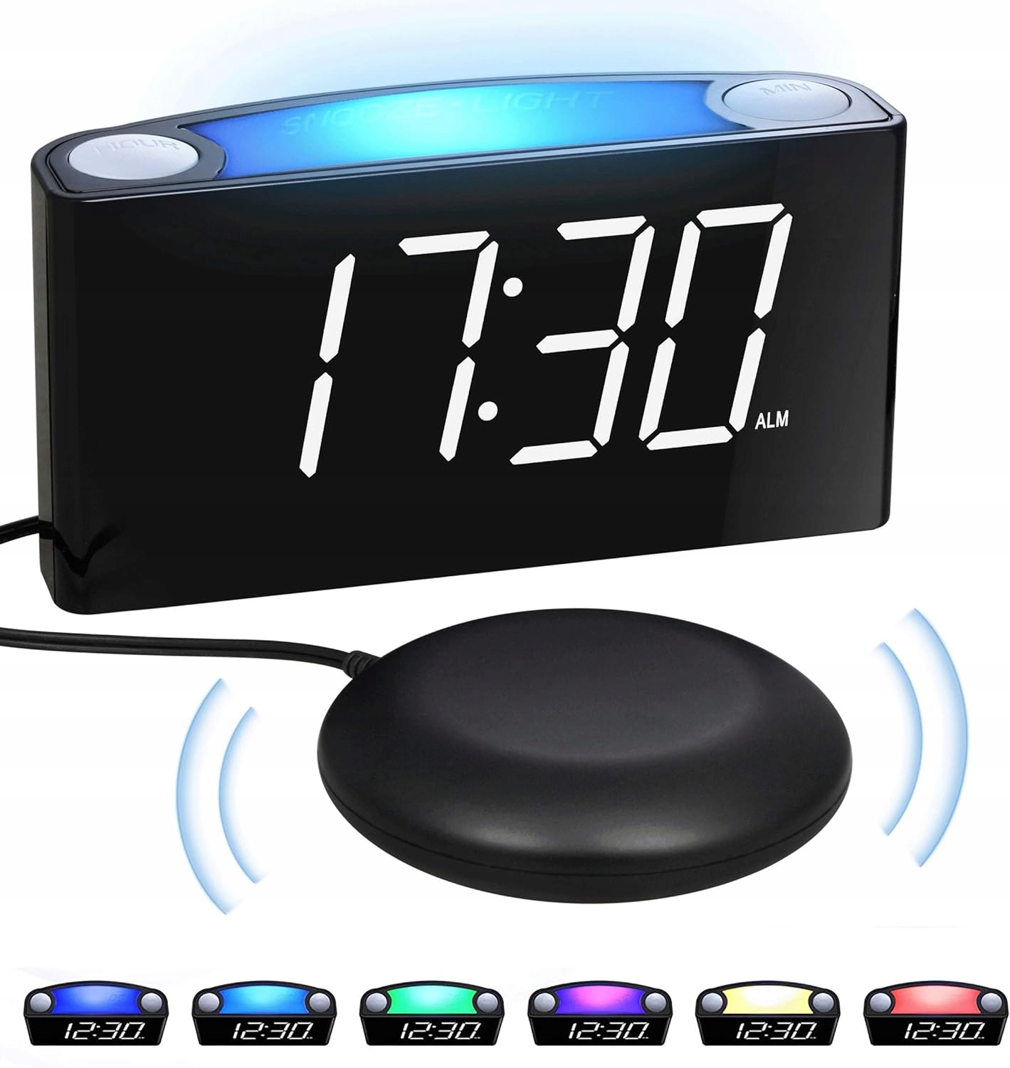 Alarm Budík Veľký Displej 7 farieb S Usb nabíjačkou Regulácia jasu