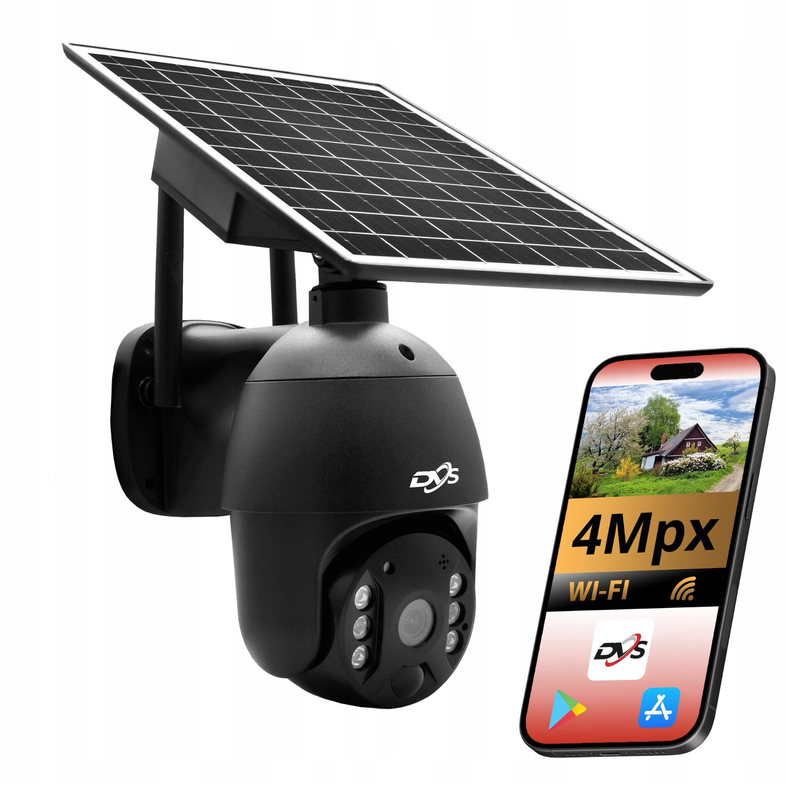 Otočná Wifi Kamera Na Batériu So Solárnym Panelom 4MPX Vonkajšia Čierna