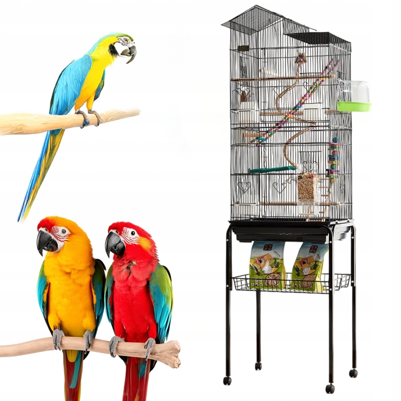 Levně Klec Voliéra Velká Na Kolečkách Pro Papoušky Kanárky Exotického Ptactva, Kov