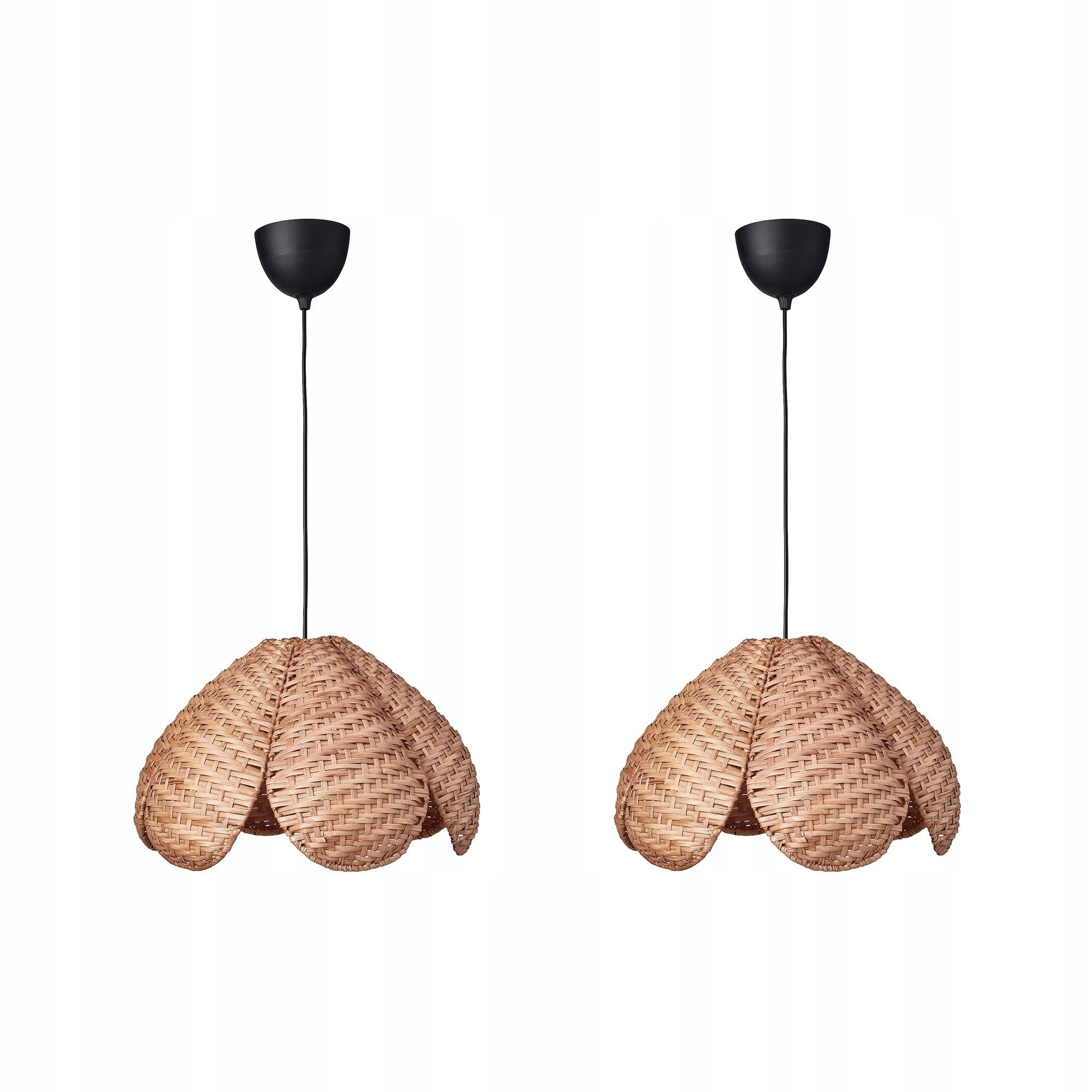 2 szt. Lampa wisząca rattan czarna 45 cm ręcznie wykonana
