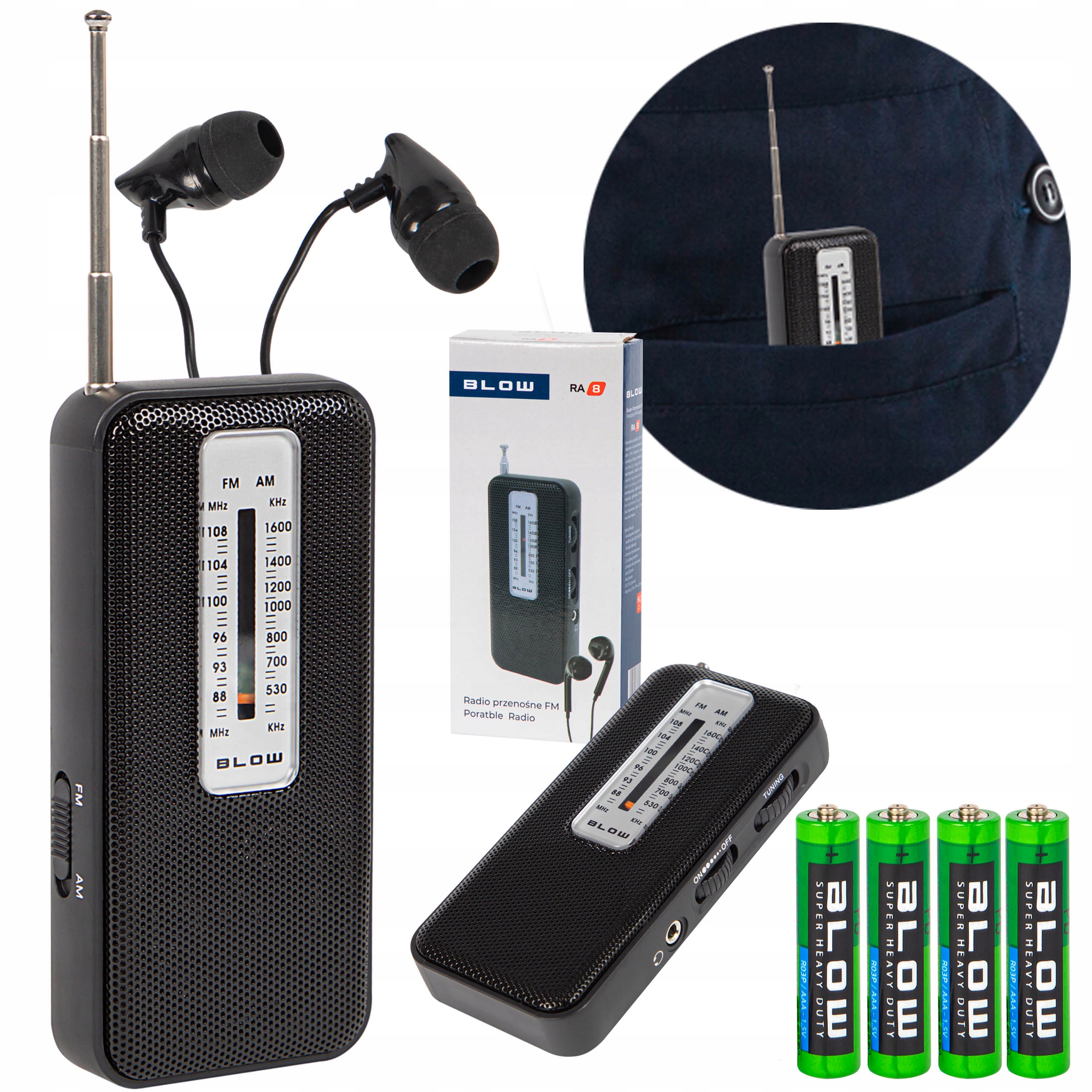 RADIO PRZENOŚNE NA BATERIE KUCHENNE BUDOWLANE FM AM SŁUCHAWKI ANTENA ZESTAW