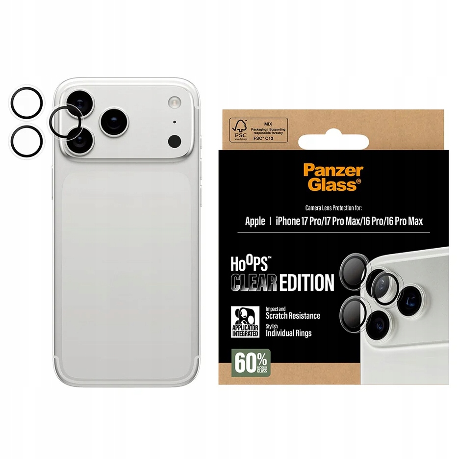 Szkło na aparat do iPhone 17 Pro Max/ 17 Pro/ 16 Pro Max, PanzerGlass mocne