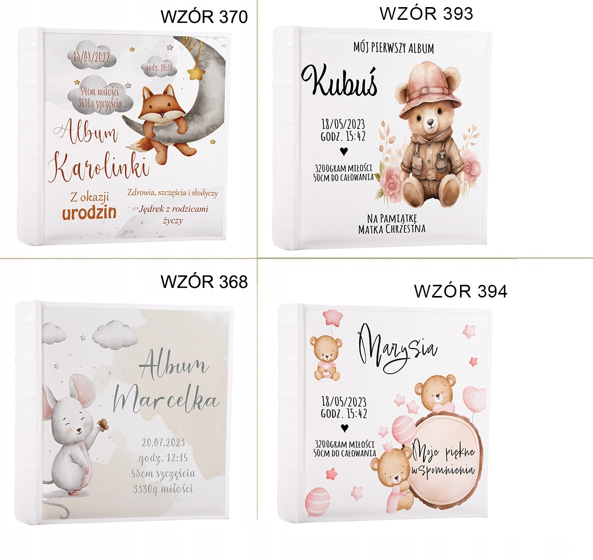 ALBUM NA ZDJĘCIA DZIECKO CHRZEST ROCZEK METRYCZKA Kolor kart biały