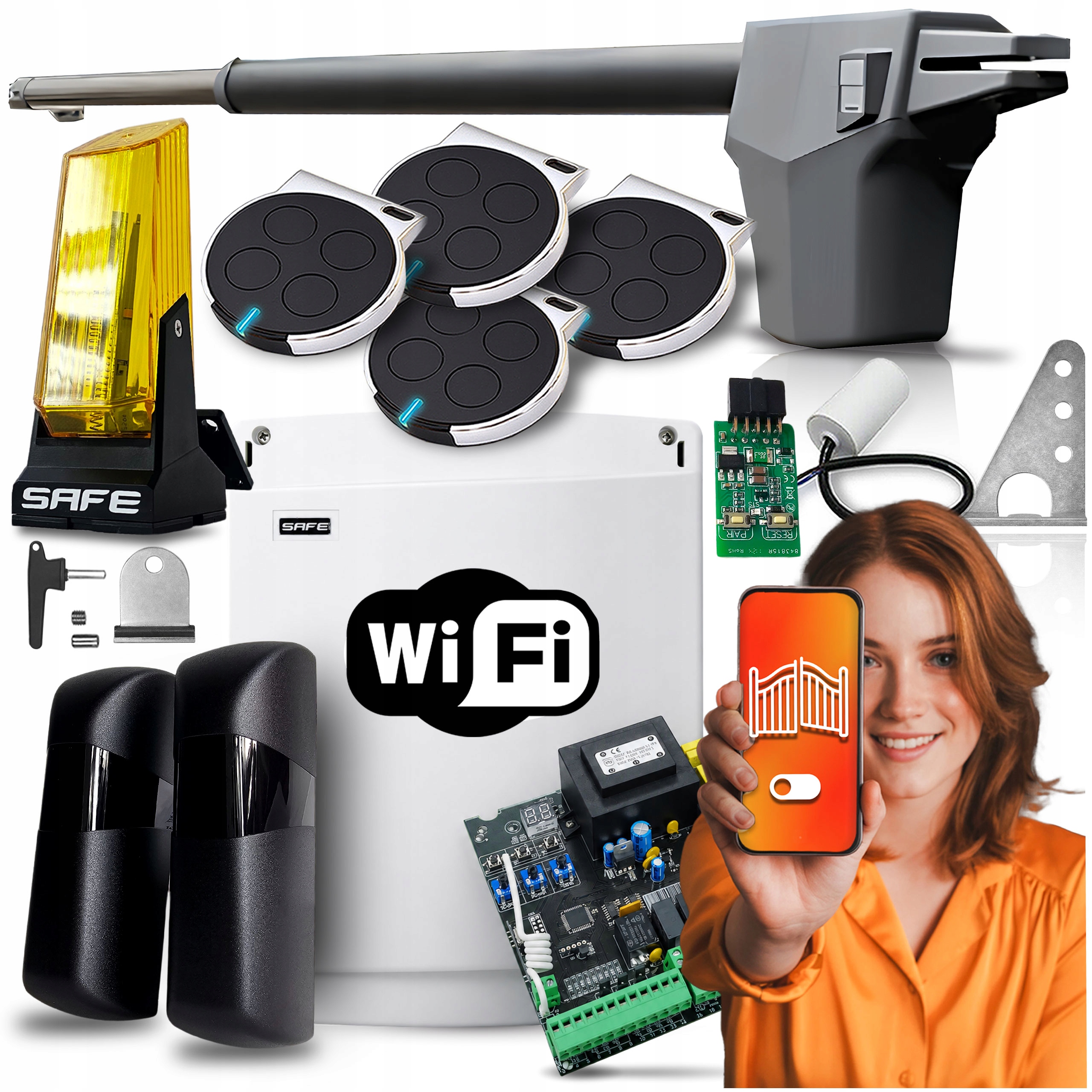 Set Pohon Pro Jednokřídlou bránU do 4,3 m Lampa automat Wifi Tuya App