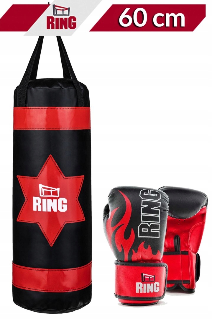 Dětský boxovací set: pytel 60 cm černý rukavice Fire 8 Oz