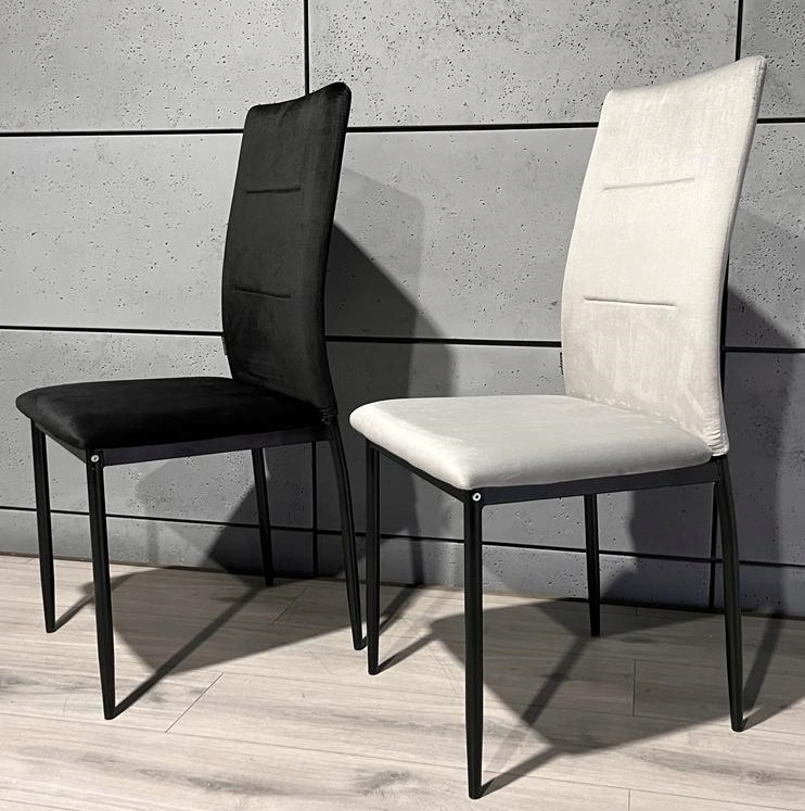 Krzesła ZESTAW 4 sztuk tapicerowane welurowe klasyczne miękkie szare Lugano Wysokość siedziska 47 cm