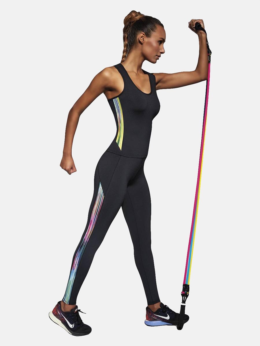 Damskie legginsy sportowe z przeszyciami czarne Bas Bleu, r. XL