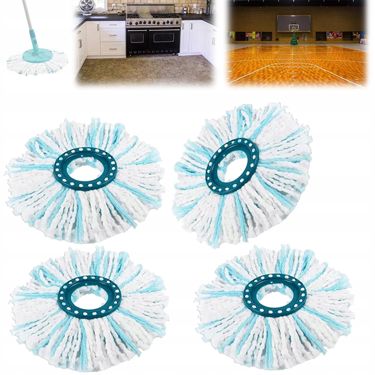 4ks Vložka Do Mopu Zásoba Mop Koncovka Absorpční Nástavec Kulatý