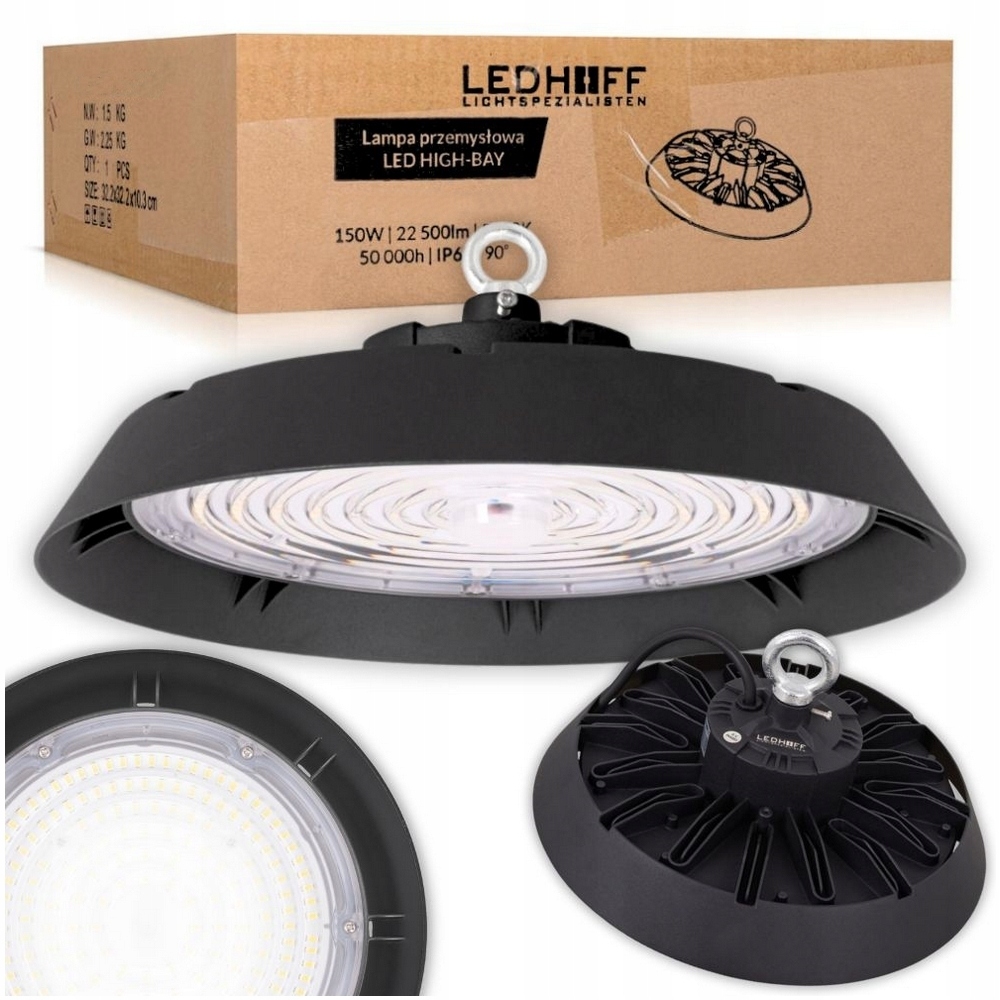 Led průmyslová lampa High Bay Ufo 150W 5000K 22500lm IP65 pro sklad haly
