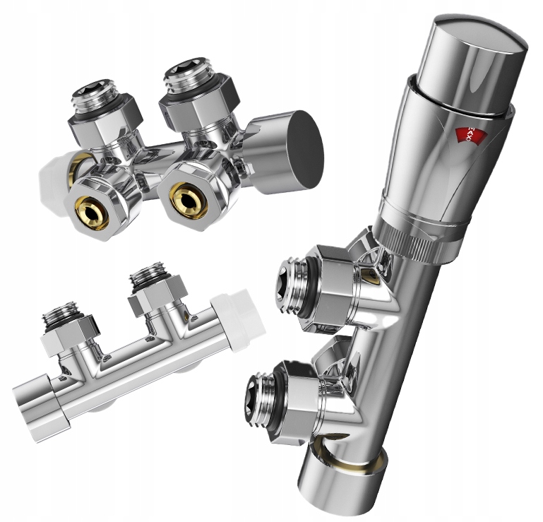 Termostatický ventil pre radiátor Pex mosadzný komplet hlavica 1/2 chróm