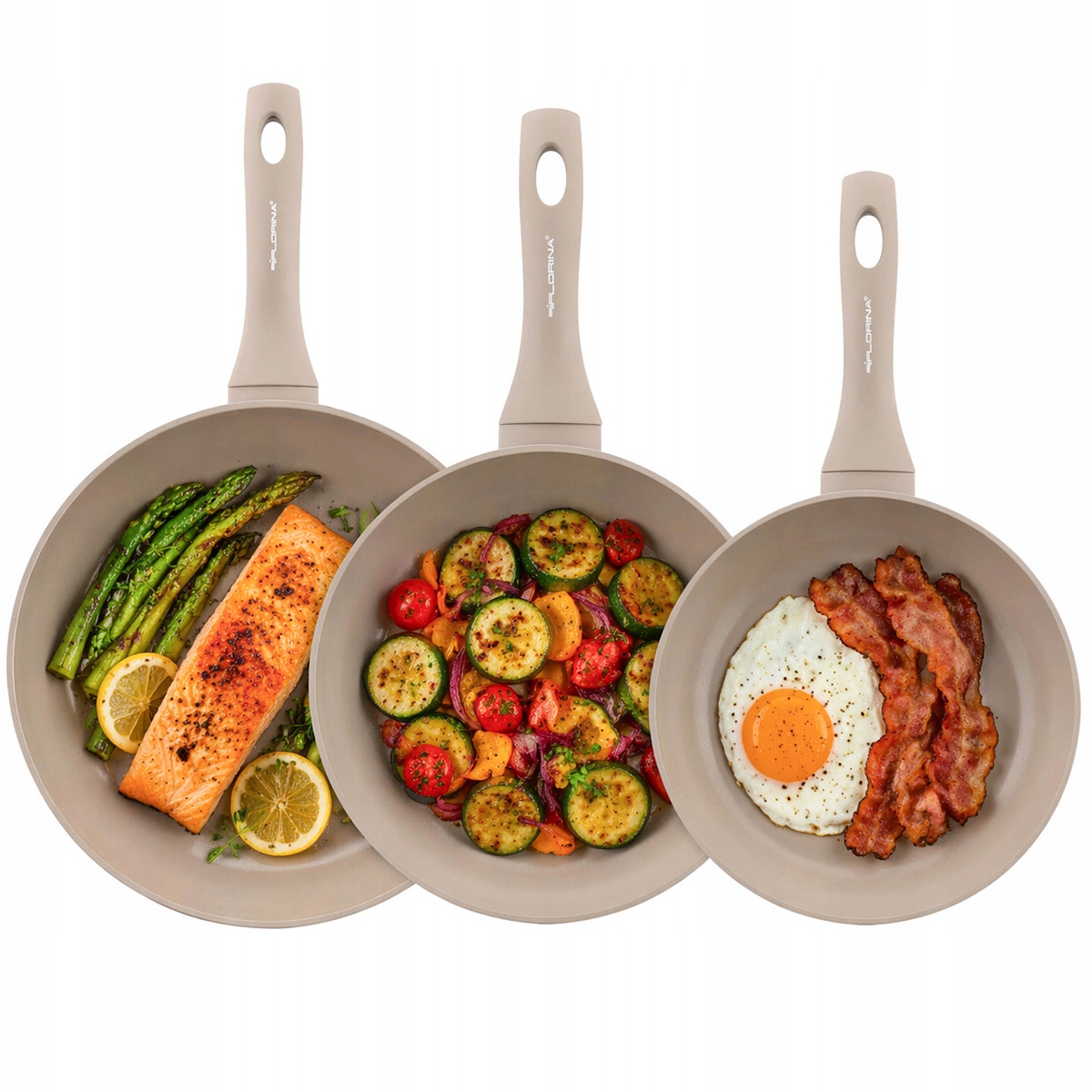 Sada Pánví Tradiční hliníková keramická pánev 20 cm 24 cm 28 cm Béžová