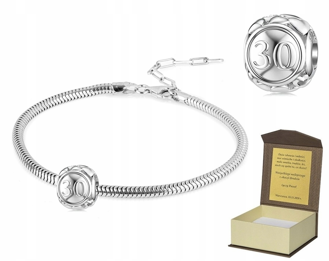 Stříbrný náramek 19-22 cm Charms Dárek K 30. Narozeninám BC516