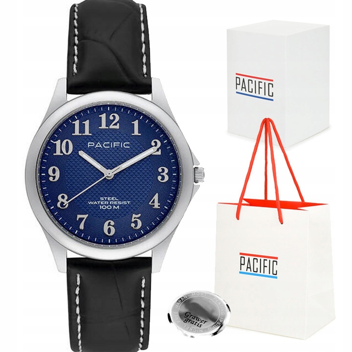 Pánské hodinky Pacific SMA-10764-03 Velké Číslice Kožený Pásek Box