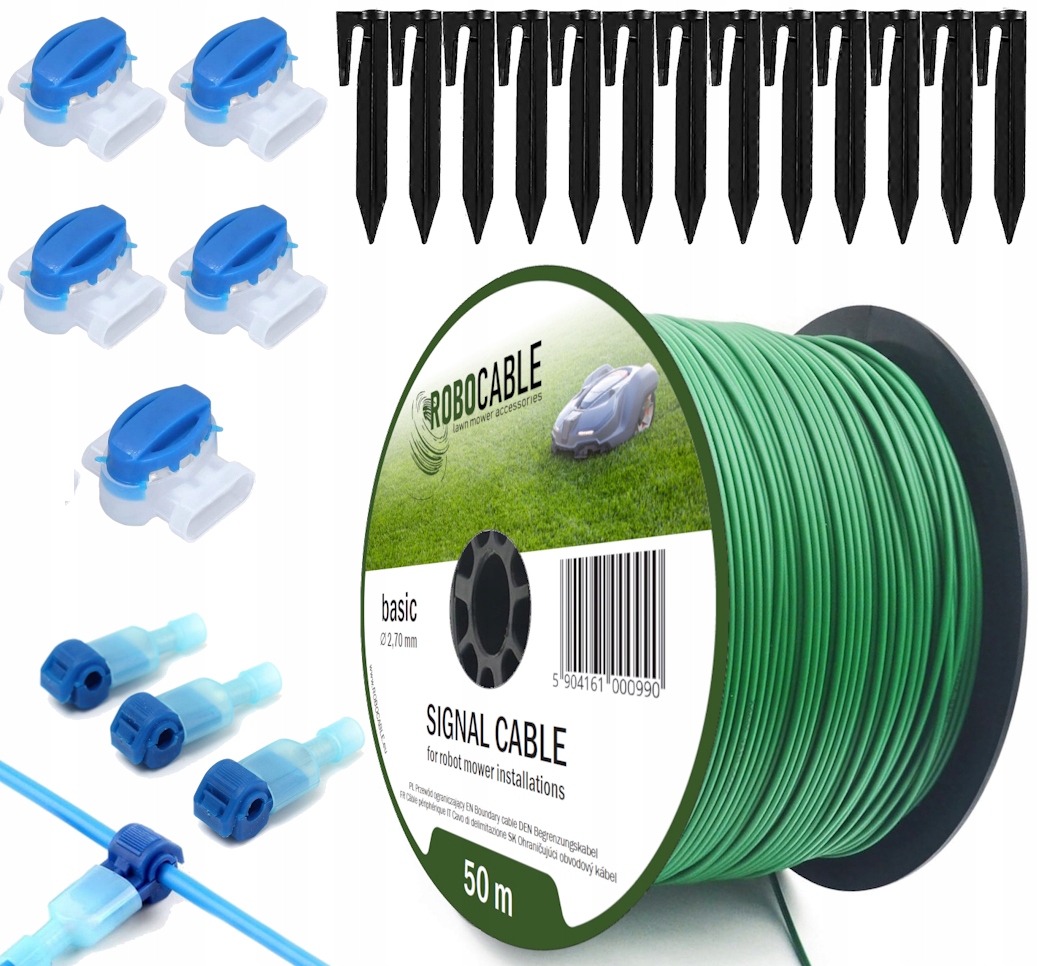 Kabel pro omezení robotické sekačky Sada 150 m Špendlíky Robocable