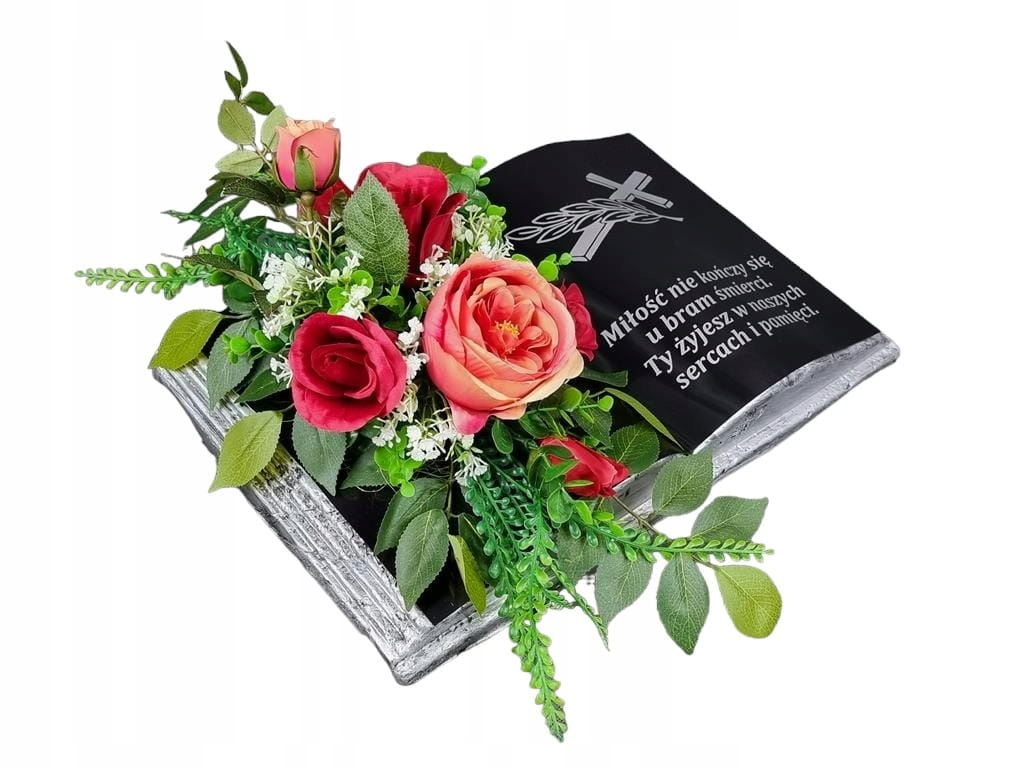 

Piwonie Książka (2050.6) stroik na grób cmentarz