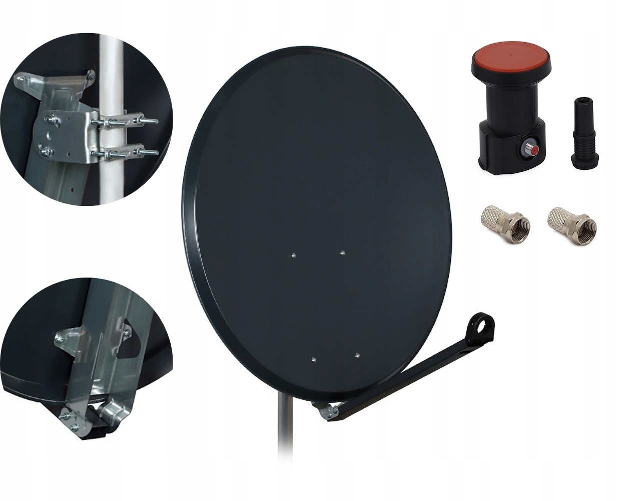 Antena satelitarna stalowa 85cm Famaval Trx-el 4K grafit konwerter Single