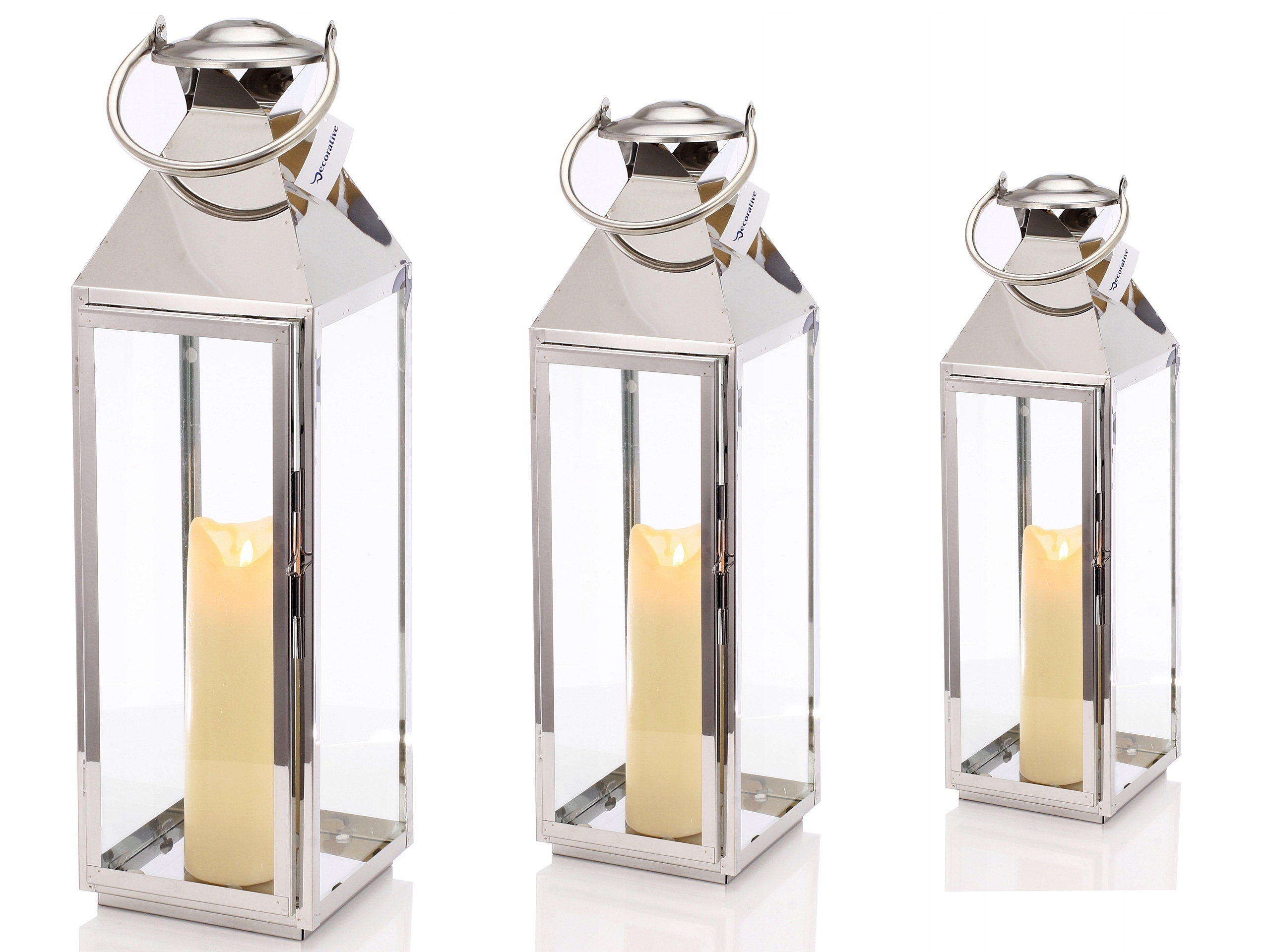 

Latarnie Lampiony stal Duży kpl 3 szt 30 40 55 cm