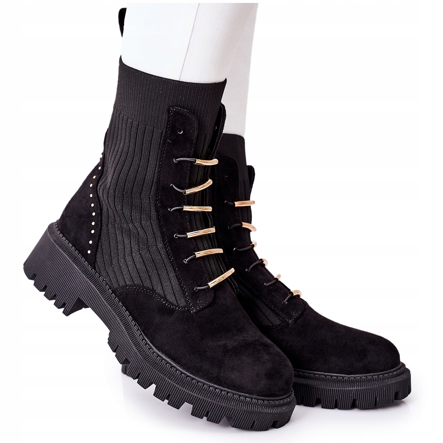 

Wysokie Wsuwane Botki Workery Skarpeta 38