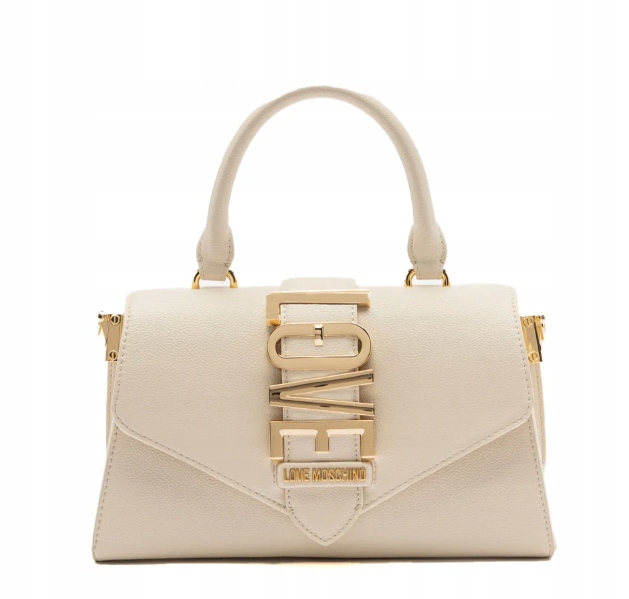 Love Moschino Klasická Béžová Kabelka Se Zlatými Ozdobami 26/16/8 J6C