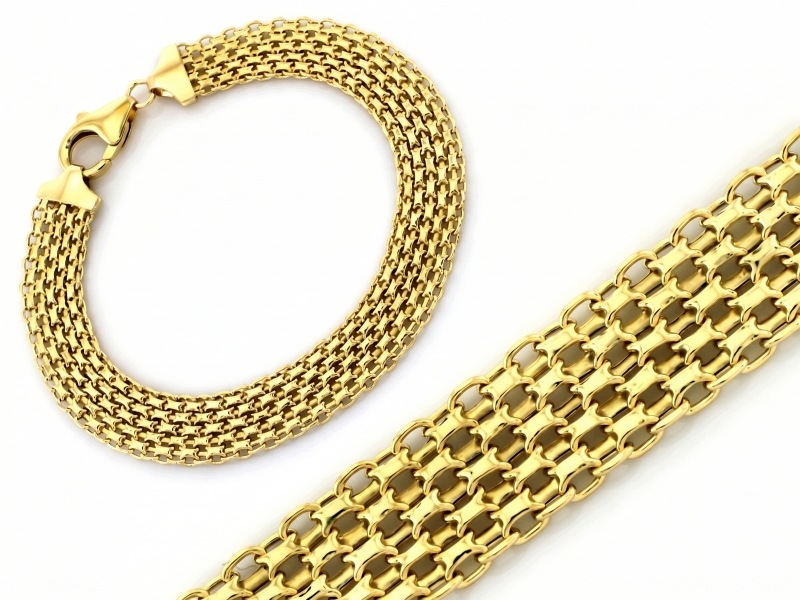 Náramek ze zlata 585 široký Bismark elegantní pro ženu jako dárek
