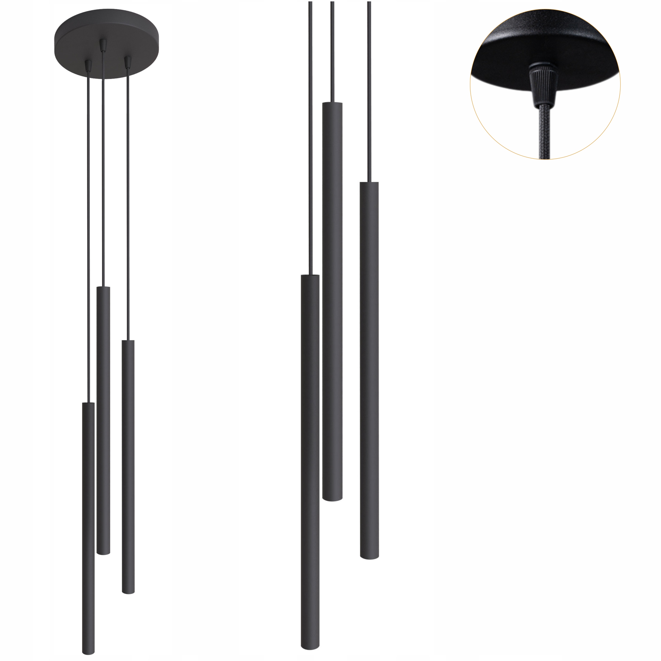 Závěsná lampa Cerlux Modi černá 3xG9 kovový závěs Moderní stropní