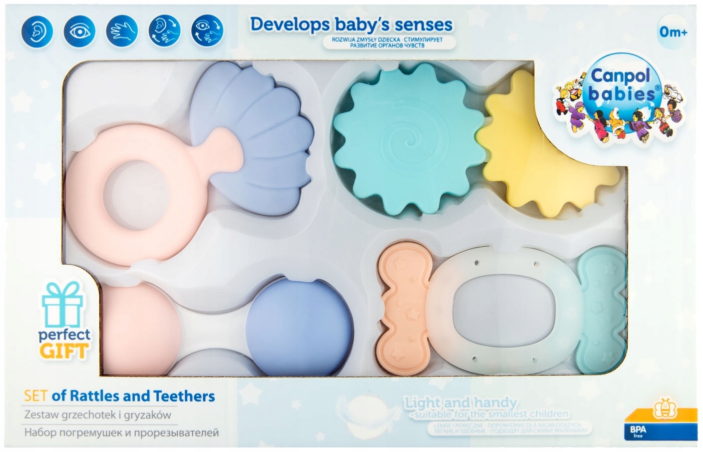 CANPOL НАБОР GRZECHOTEK ПОГРЕМУШКИ ПРОРЕЗЫВАТЕЛЬ 0m+