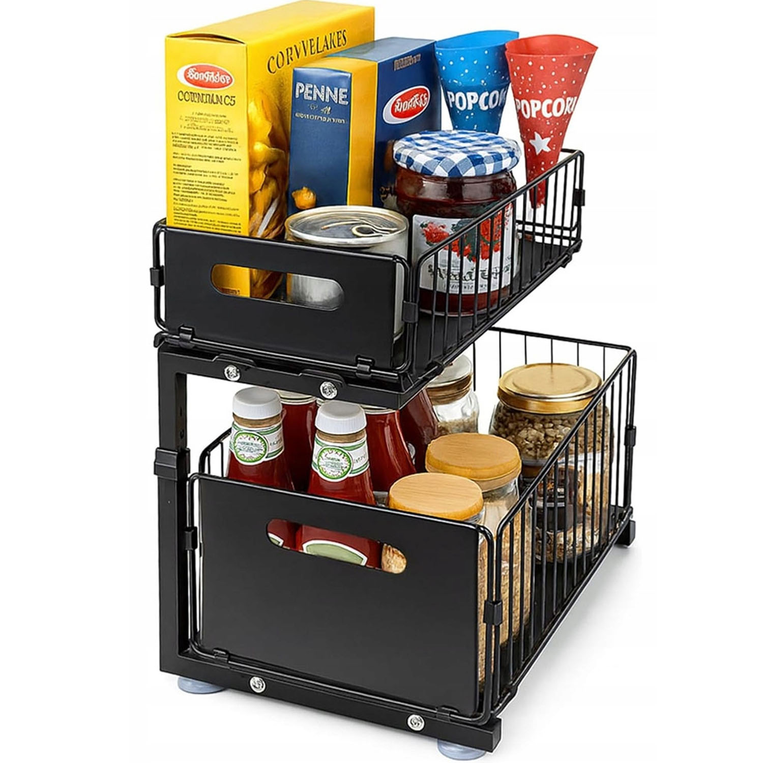 Organizér pod dřez Dřez do skříňky, dvouúrovňový, výsuvný, černý