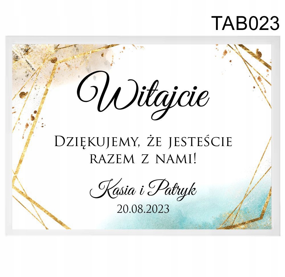 Tablica powitalna 50x70cm ślub wesele Biała Ramka Stan opakowania oryginalne